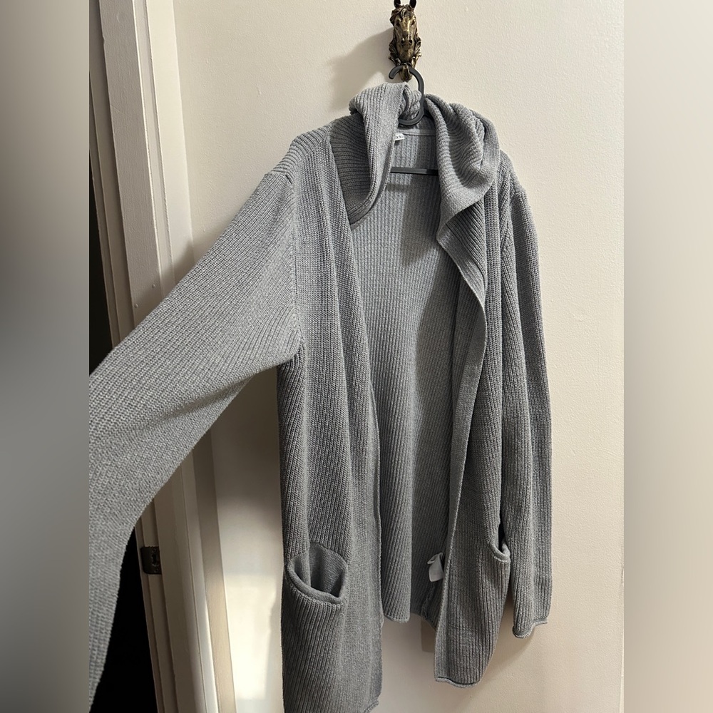 Gray long Hooded Sweater